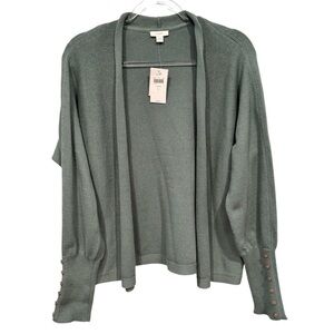 NWT J. JILL Pure Jill Ribbed Button-Cuffed Cardigan Sweater L